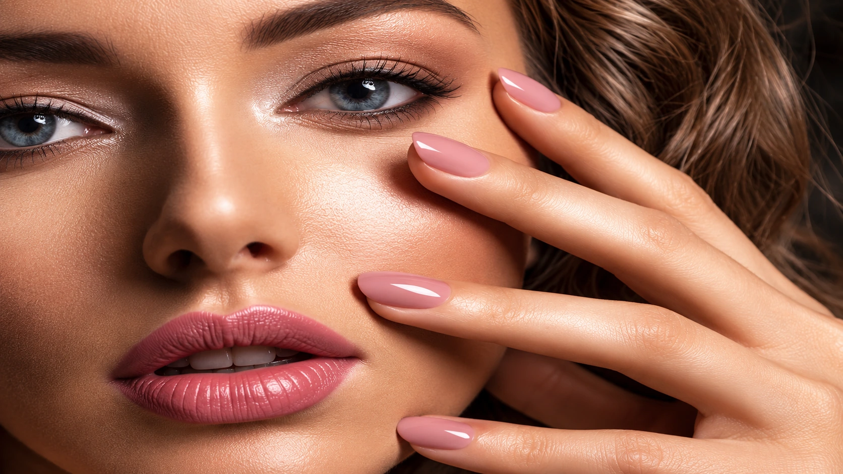 Manicure professionale con unghie rosa nude