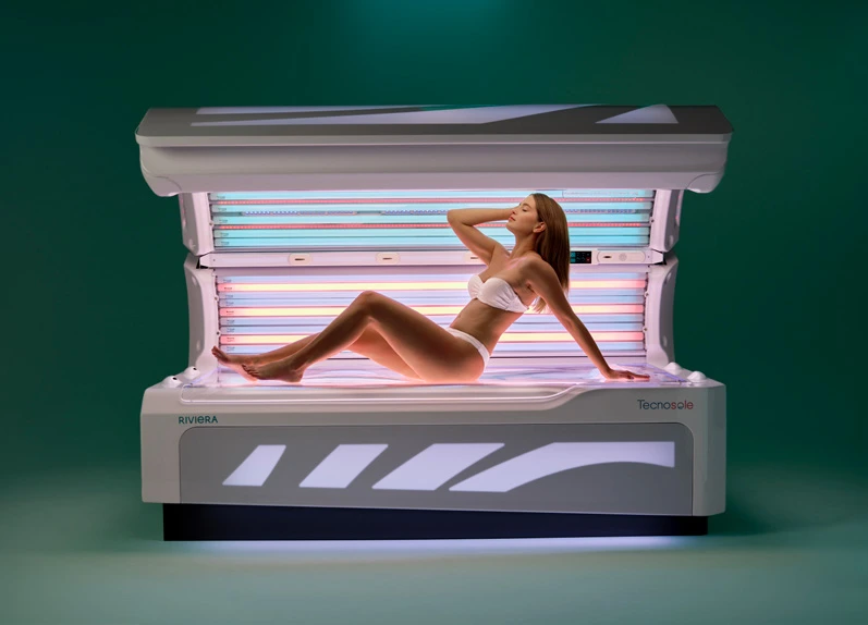 Tecnosole Riviera horizontal tanning bed shown open